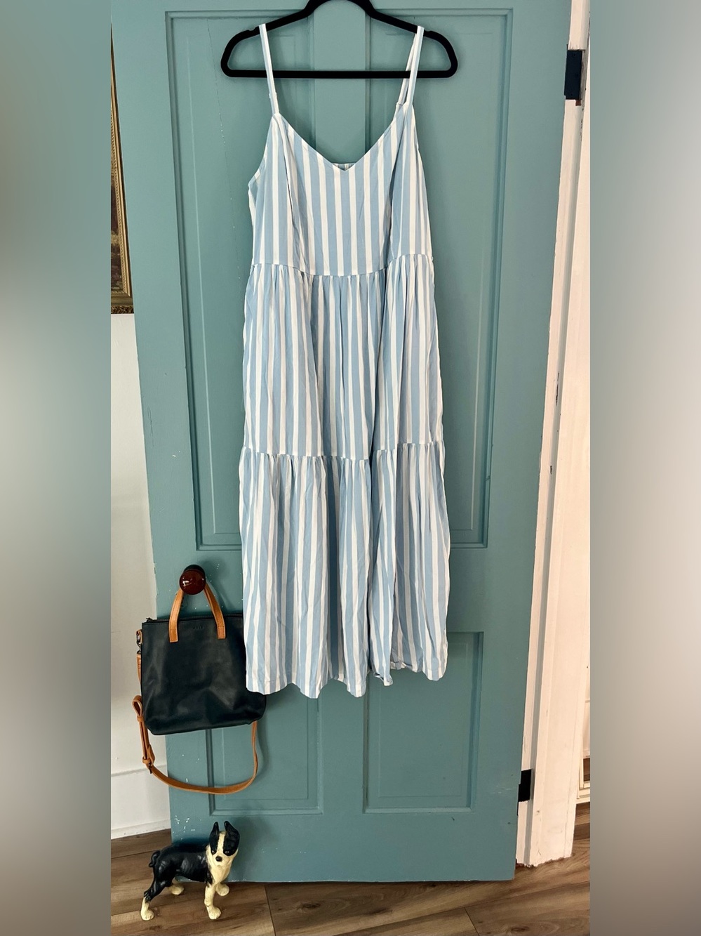 Old Navy Light Blue & White Striped Tiered Sundress